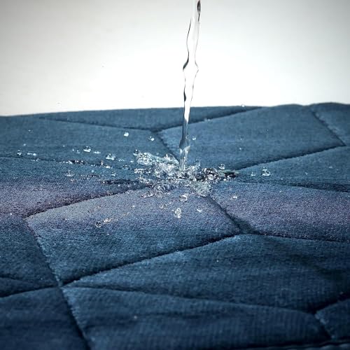 Image of HOMEKART All Purpose Non Slip Anti-Skid Bath Mat - Memory Foam Bathmat Door Mat, Kitchen Runner Super Absorbent - Quick Dry | Water soak (16 inch x 24 inch, Blue) Pack of 3