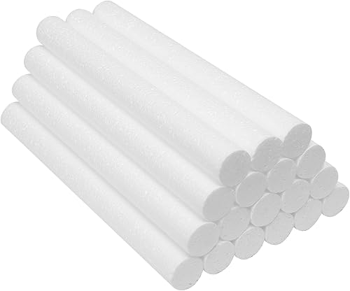 Miniatura 6 de Crafjie Cilindros de espuma para manualidades y suministros de arte (0.9 x 10 pulgadas, 9 unidades), varillas de espuma de poliestireno blanco para