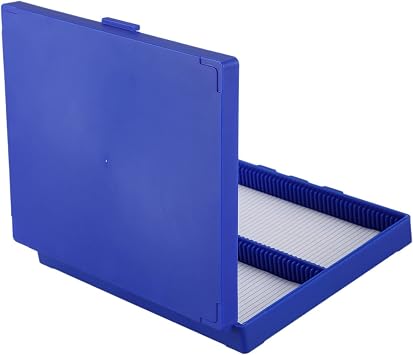 2 Pack Microscope Slide Boxs, 100-Slot Slide-Top Storage Box, Plastic Rectangle Slide Microscope Storage Box
