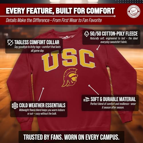 Image of NCAA College Sweatshirt Fleece Crewneck Pullover for Men and Women | Officially licensed NCAA college gameday crewneck pullover - 9 oz fleece lined sweatshirt with arch and logo design