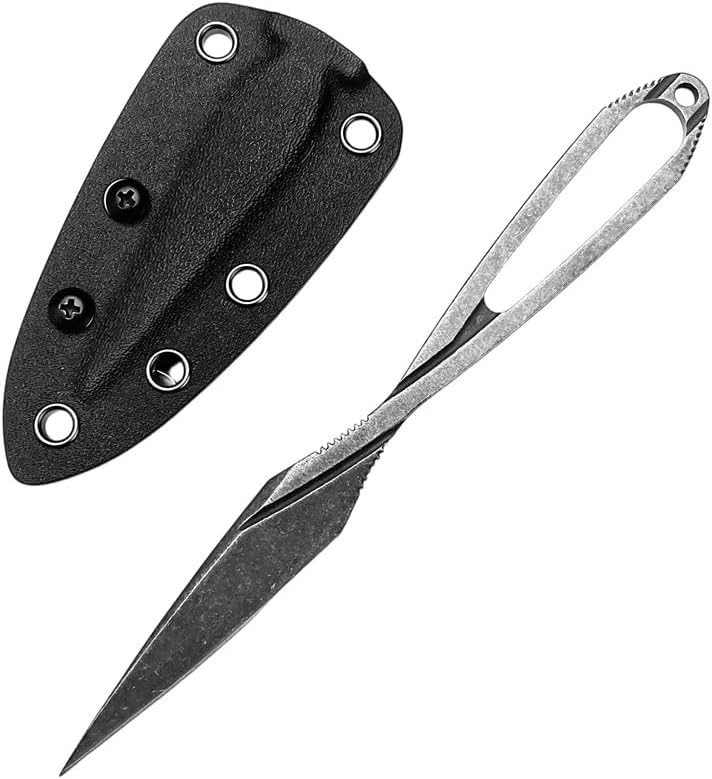 7.6" Fixed Blade Knife with Kydex Sheath, All Steel 8Cr13Mov Blade & Handle, Outdoor Portable EDC Camping Knife, Gift