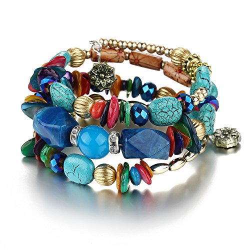 Boho Colorful Multilayer Irregular Agate Beads Charm Bracelets For Women Vintage Jade Stone Man Bracelets Yoga Bangles Ethnic Jewelry (A:turquoise Bracelet) #TOP10