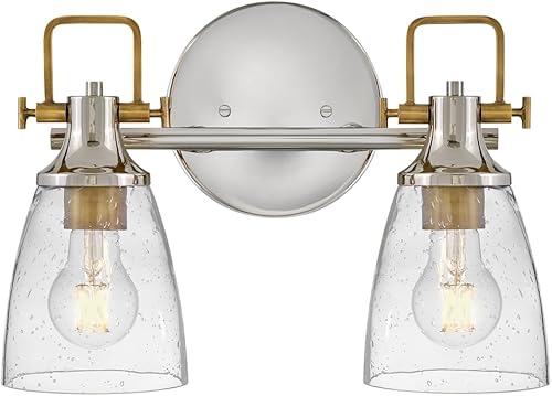 Miniatura 10 de Hinkley Easton - Accesorio de tocador de baño de tres luces, moderno industrial, pantalla de vidrio transparente, se monta hacia arriba o hacia