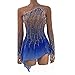 Nnnnydjy Girls' Handmade Figure Ice Skating Competition Dress Women's Rhythmic Gymnastics Leotards with Stereoscopic Flower,Blue,XXXL