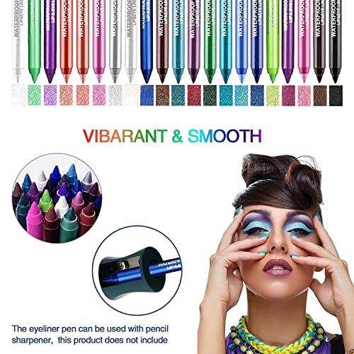 Rdgwfb 21 Colors Eyeliner Pen Set, Eyeliner Pencil Set, Waterproof Colorful Eyeliner Kit Long Lasting Eyeshadow Pencil Eye&Lip Liner Professional Eye Makeup Set Pearl Eye Liner For Women #TOP5