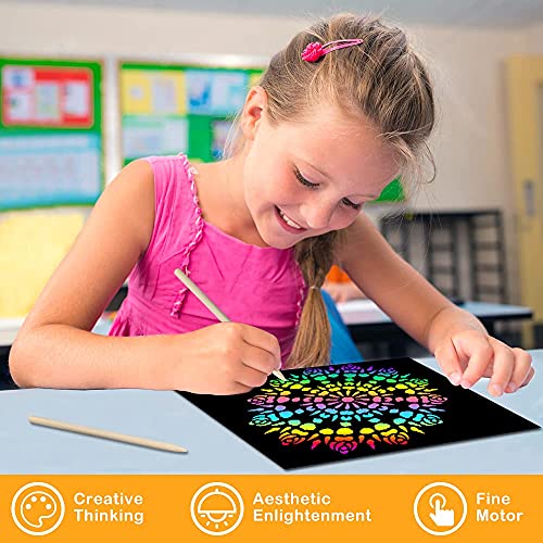 Qxnew Scratch Rainbow Art For Kids: Magic Scratch Off Paper Children Art Crafts Set Kit Supplies Toys Black Scratch Sheets Notes Cards For Boys Girls Birthday Party Favors Games Christmas Easter Gifts #TOP2