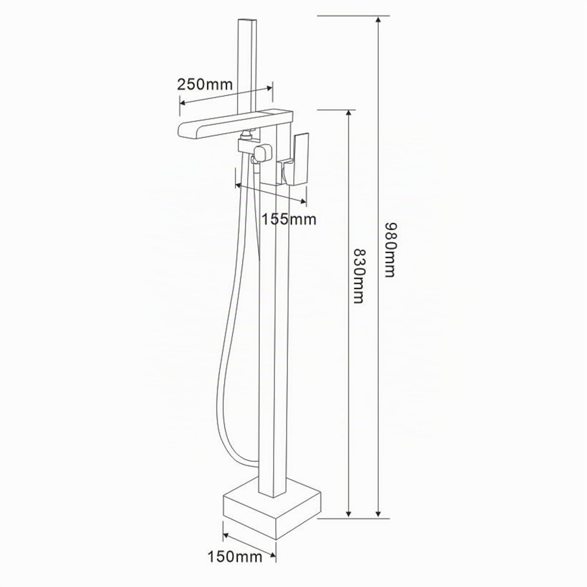 Robinet Baignoire Ilot Robinet De Baignoire Avec Douchette Pour Salle De Bain,Laiton Baignoire Robinet Mitigeur Au Sol,Autoportant Melangeur Baignoire Or brossé（connexion interne）
