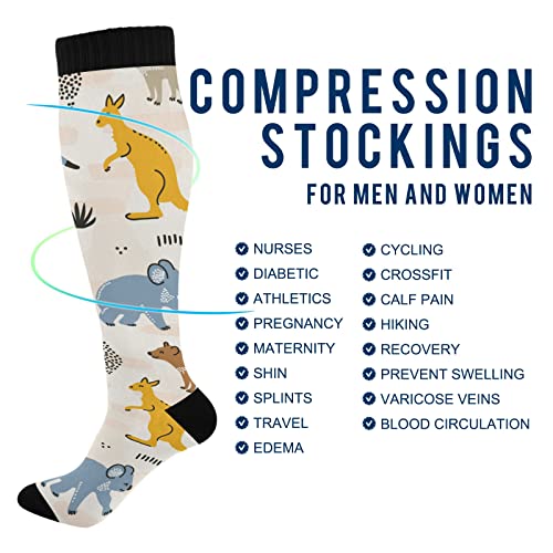 OTVEE Australia Animals Kangaroo Koala Compression Socks Women & Men, 1 Pair Gym Running Hiking Sport Knee High Stockings4