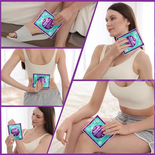Disposable Instant Ice Cold Packs (6” x 5”) Bulk 50 Pack | Cold Compress Ice Pack for Pain Relief, First Aid & Outdoor