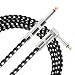 Donner Guitar Cable 18 ft, Premium Electric Instrument Bass Cable AMP Cord 1/4 Right Angle to Straight Black White