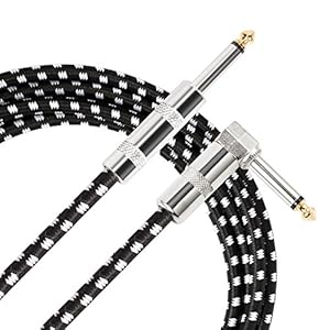 Donner Câble Guitare Electrique 3M, Câble Jack 6.35mm de Basse Instrument, Silencieux Angle 1/4” Mâle à Mâle Mono TS Plugs d’instrument Tressé Blindé Cordon pour Guitare/Basse/Amplificateur