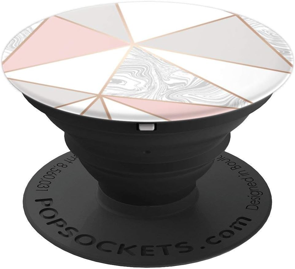Pop Socket Marble Pink Grey White Rose Gold Geometric Design - PopSockets Grip and Stand for Phones and Tablets