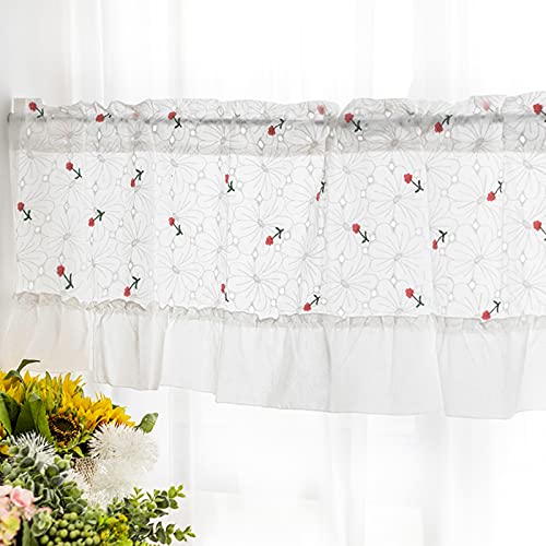 Cortina de cocina corta LUNEZY para cubrir ventanas bajas con estilo rústico 2