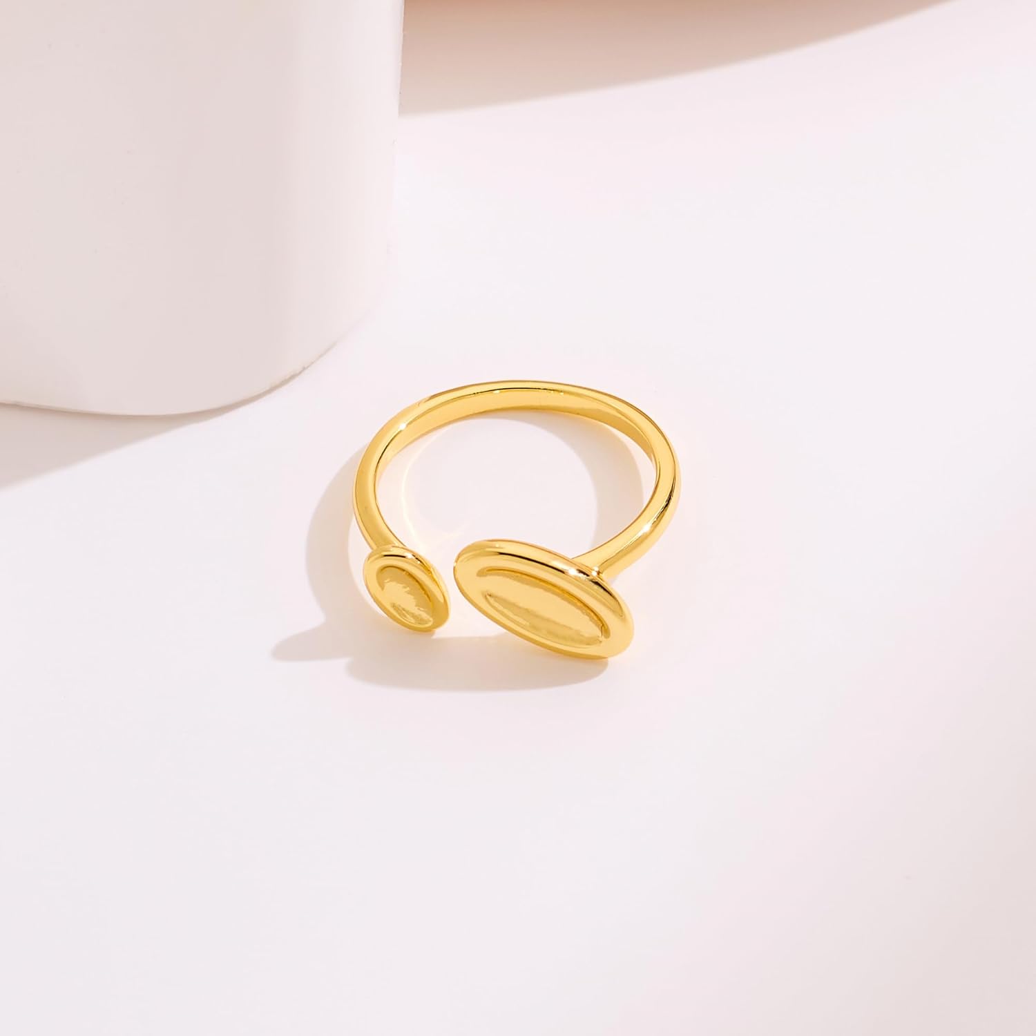 Gold Statement Ring for Women Oval Stackable Rings Adjustable Ring for Minimalist Jewelry - Image 6