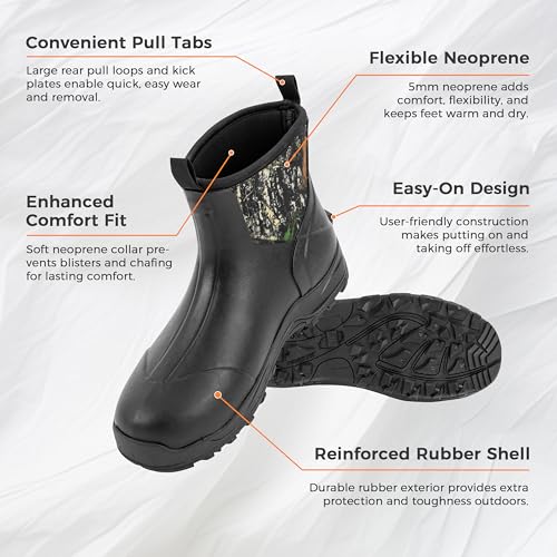 Ubon Men's Short Ankle Rubber Rain Boots Waterproof, Slip On Insulated Mud Work Rainboots Garden Shoes2