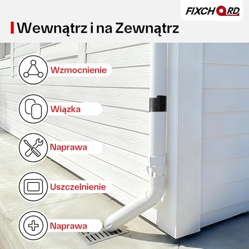 FIXCHORD taśmy pancernej, 25mm×50m taśma pancerna wodoodporna, taśma naprawcza do Napraw, Wzmacniania, Wiązania, Uszczelniania i wielu Innych Zastosowań, Czarny