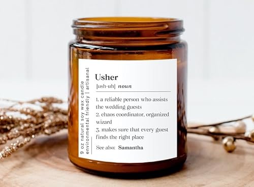 Personalized Usher Candle Gift Set, Elegant Amber Soy Wax Candle for Meaningful Wedding Proposals and Thank You