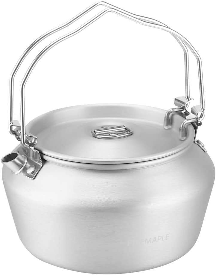 Fire-Maple Camping Kettle Camp Tea Coffee Pot | 1.2L Aluminum Outdoor Hiking Water Boiler | Portable Teapot Lightweight with Foldable Handle for Bushcraft