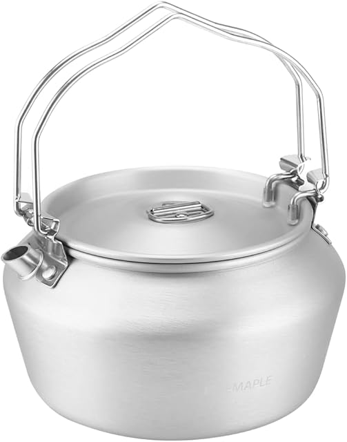 Fire-Maple Camping Kettle Camp Tea Coffee Pot | 1.2L Aluminum Outdoor Hiking Water Boiler | Portable Teapot Lightweight with Foldable Handle for Bushcraft