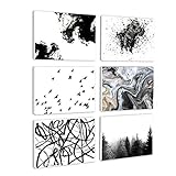BIL-YOPIN Canvas Wall Art Abstract Painting Prints Wall Artworks Pictures 6 Panels Canvas Print Wall Décor Paintings for Home Living Room Bedroom Decoration Office Framed Ready to Hang,11x15in x6pcs