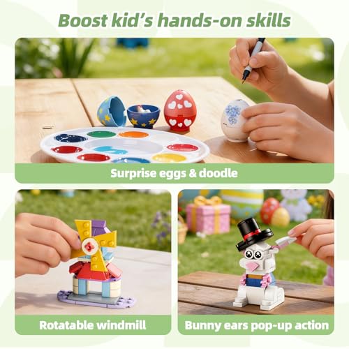 Image of Wise Block Farm Building Blocks Set, Animal Chicken Coop Building Set Toy with Sheep Bunny Rotating Windmill, Creative Construction Gifts for Kids 485 Pcs