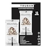 TRUBAR Vegan Protein Bar, Sweet & Dreamy Cookies and Creamy, Gluten Free, Plant Based Protein, Dairy Free, Non GMO, Soy Free, No Sugar Alcohols, 12G Protein, 12G Fiber, 23G Carb,Snack Bars, 12ct