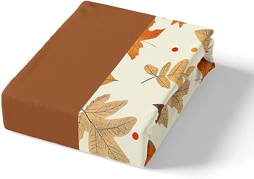 Miniatura 5 de Manfei Sábana bajera ajustable de otoño tamaño individual, funda de cama temática de otoño con 1 funda de almohada, juego de ropa de cama con