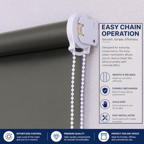 Image of 100% Blackout Roller Blind for Windows|Room Darkening & Privacy Protection Window Shade Blinds|Home, Bedroom, Living Room & Office|Dark Grey, 4.5X12 Feet, Pack of 1