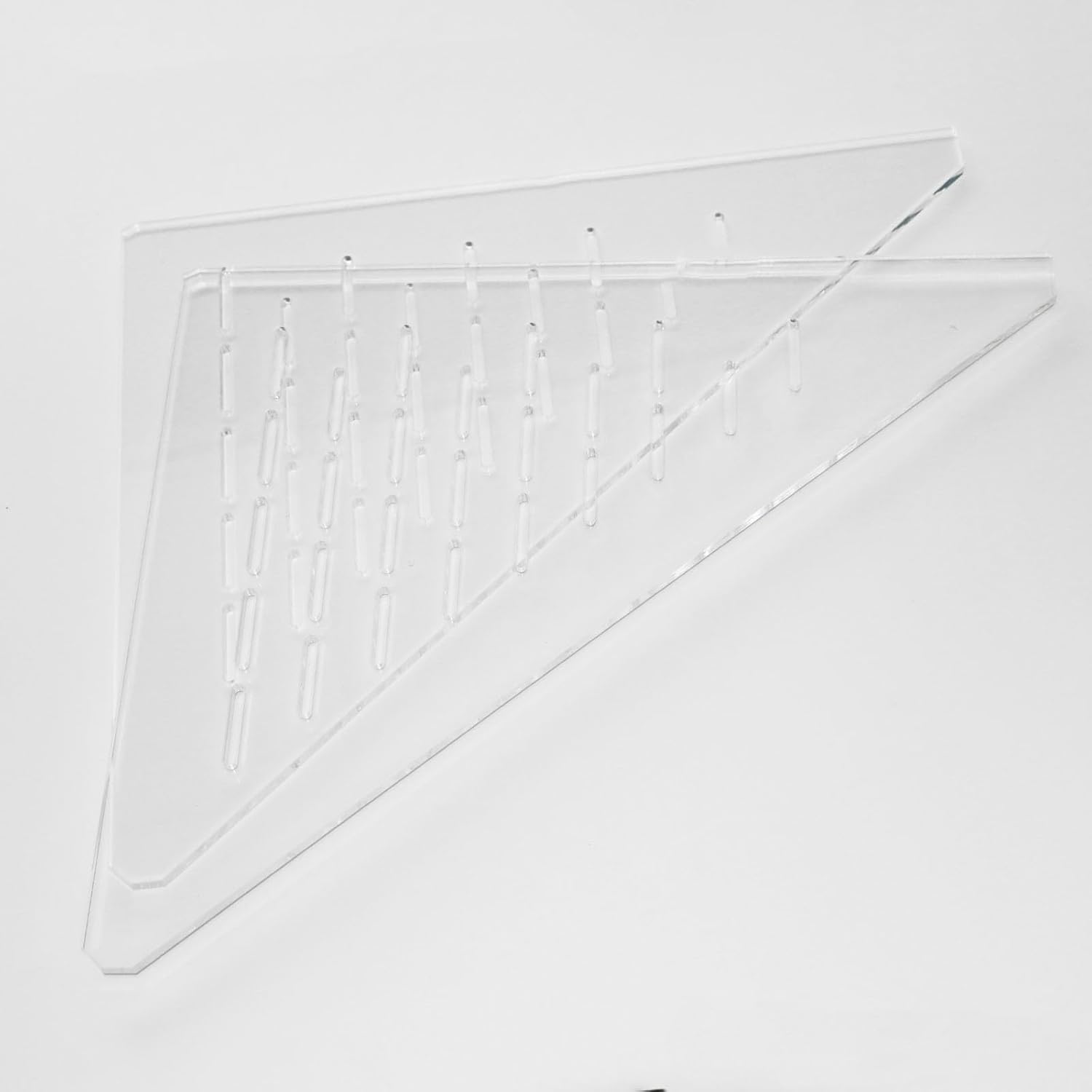 PIAOLGYI Triangle Shelf with Holes for RUDSTA,Replacement Shelf for IKEA RUDSTA,Triangular Acrylic Corner Shelves Extra Shelves with IKEA RUDSTA Glass Cabinet,15.5" x 13.38" (7mm)(2)