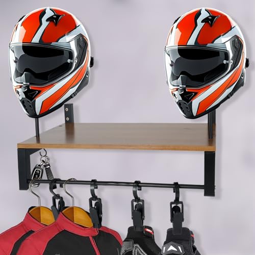 Butifooy Motorcycle Helmet Holder Wall Mount, Double Helmet Wall Mount Plate Rack Display Storage Rack with Motorcycle Accessories Helmet Rack Wall Mount for Football Motorcycle