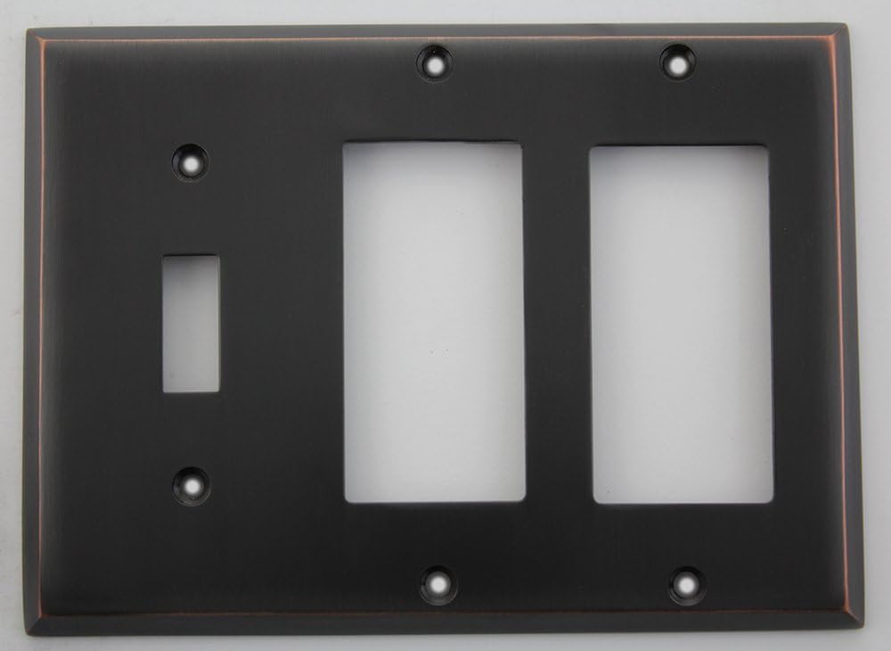 Oil Rubbed Bronze 3 Gang Wall Plate - 1 Toggle Switch 2 GFI Openings