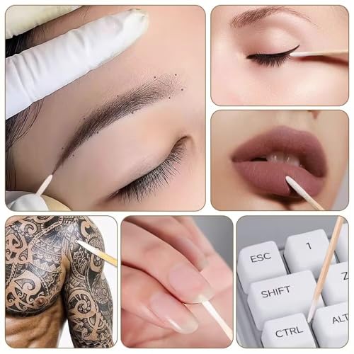 Wattestäbchen, 400 Stück Doppelspitzig Holz spitz Wattestäbchen Applikatoren für Tattoo, Holzgriff, Augenbrauen, Eyeliner, Beauty, Make-up, Nägel