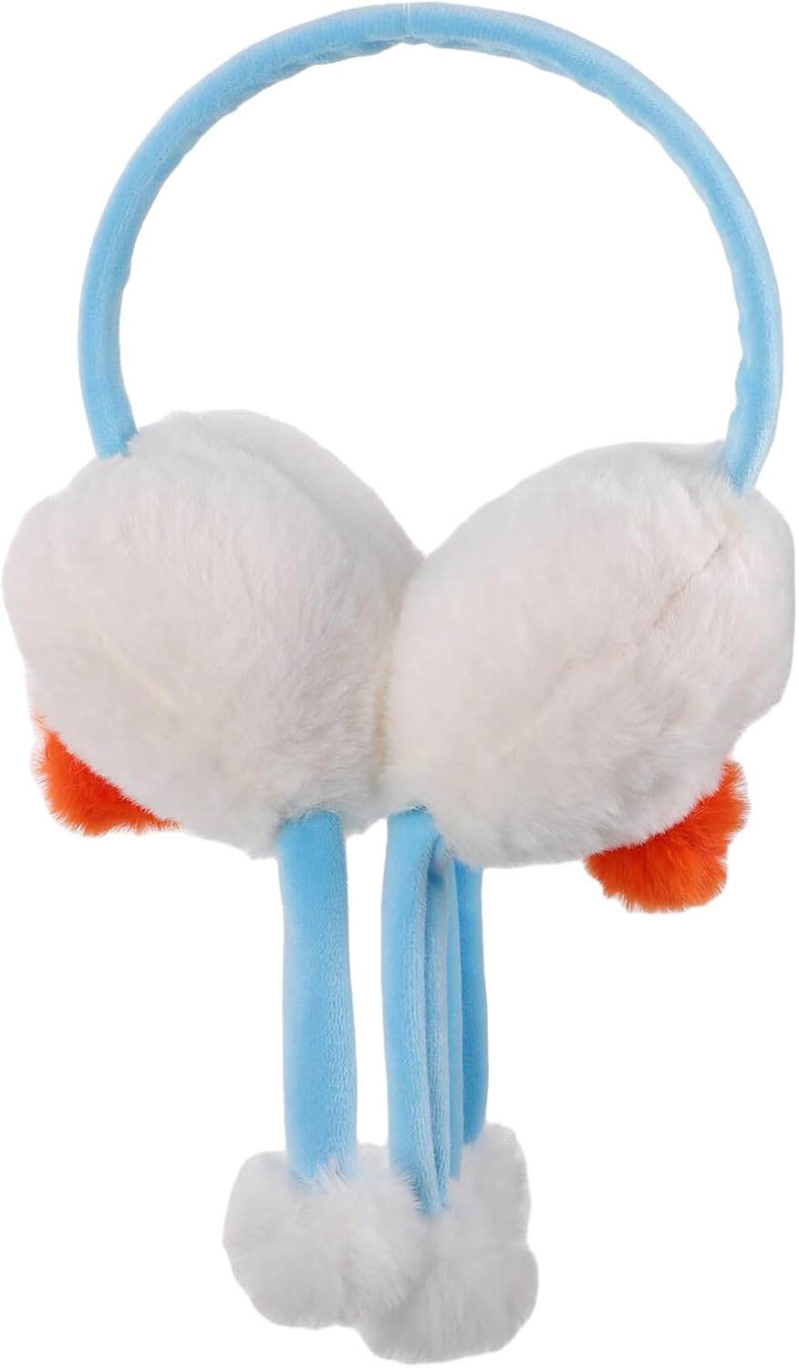 Cute Plush Snowman Ear Muffs for Women Winter Cold Weather Warm Fuzzy Ear Covers Windproof Thick Earmuffs for Outdoor Cycling and Snow Activities
