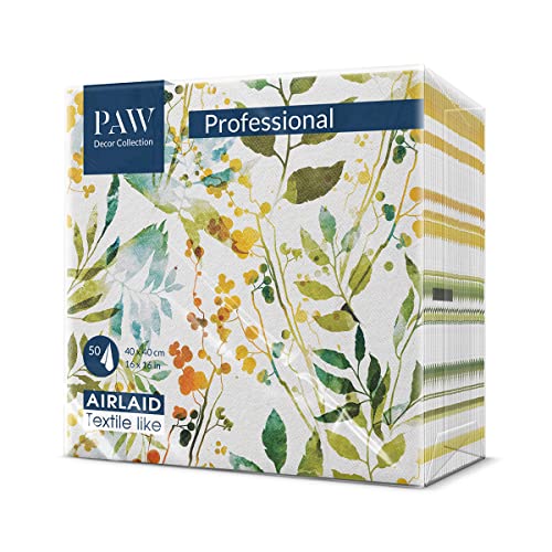 PAW Serviettes en Papier Airlaid. 40 x 40cm. 50 pièces. HoReCa. décoration de table. Nature,les couleurs subtiles. Une superbe décoration pour toute table, Paw_022022 Cover