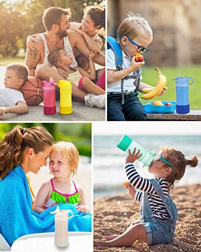 FEIJIAN Kids Water Bottle 400ML with Straw Lid, Stainless Steel Water Bottle BPA-Free, Double Wall Vacuum Insulated Leak Proof, Reusable Metal Water Bottle, 12 Hours Hot & 24 Hours Cold
