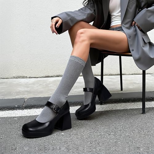Image of DREAM PAIRS Women's High Chunky Platform Closed Toe Mary Jane Block Heels Square Toe Strappy Dress Wedding Party Pumps Shoes