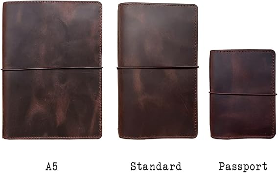 newestor Travelers Notebook Cover with Inner Pockets, Card Slots and Pen Holder, A5 Size, Dark Brown