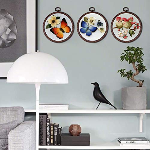 joybest 4 Pieces 6 Inch Round Embroidery Hoops Display Frame Circle, Cross Stitch Hoop Ring Imitated Wood Embroidery Kits for Art Craft Sewing and Christmas Ornaments - Thumbnail 7