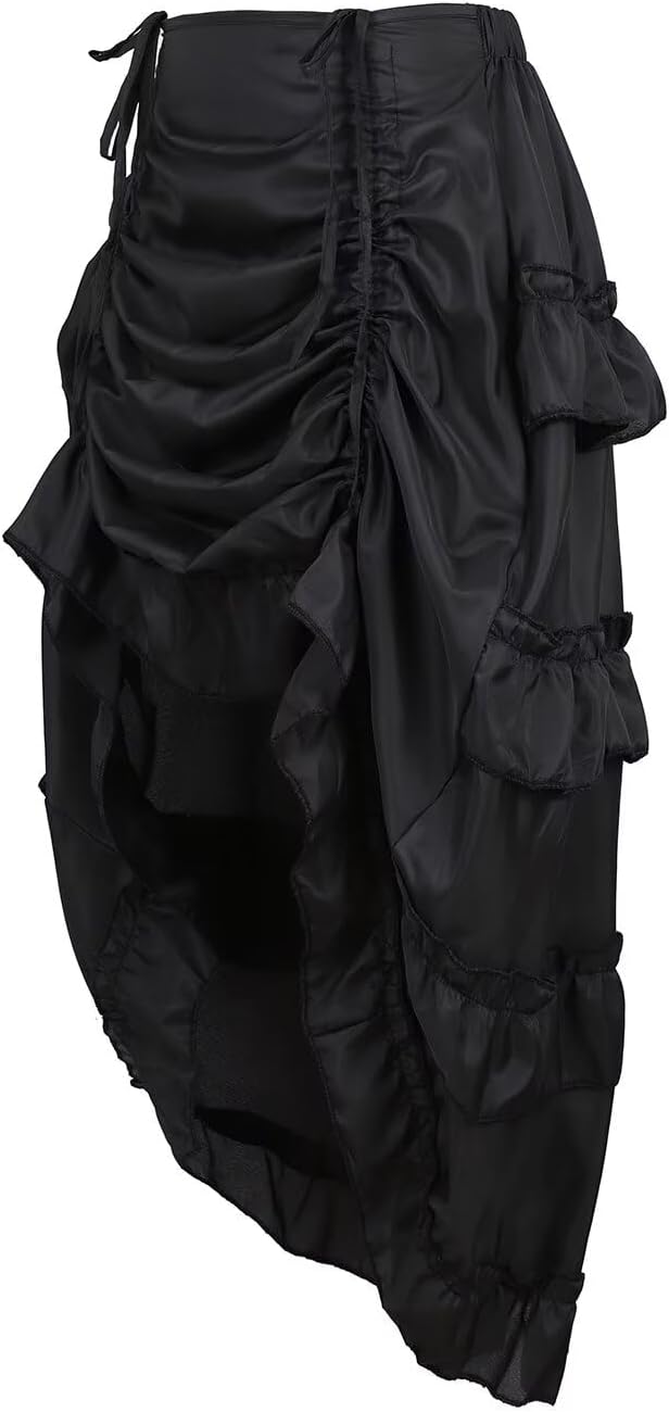 Jutrisujo Corset Dress Steampunk Top Skirt 3 Set Plus Size Outfit Lingerie Lace up Gothic Basques Medieval Renaissance Women