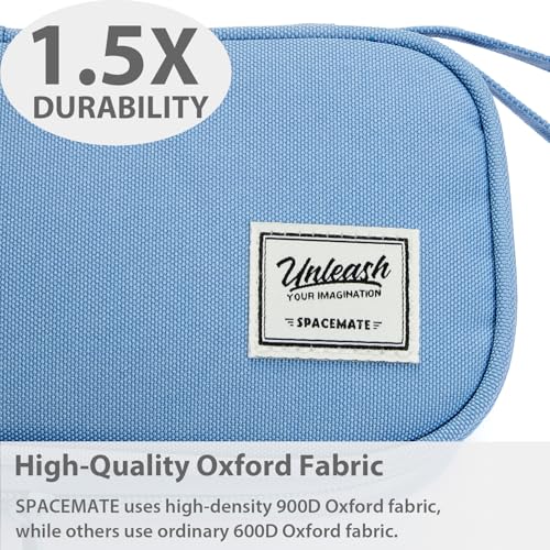 Image of SPACEMATE Pencil Case Pouch Box Bag School Supplies Girls Boys Kids, Cute Preppy Stuff Large Big Capacity Aesthetic Pen Organizer, Back to College Stationary, Cornflower Blue, Standard Stlye, 1800ml