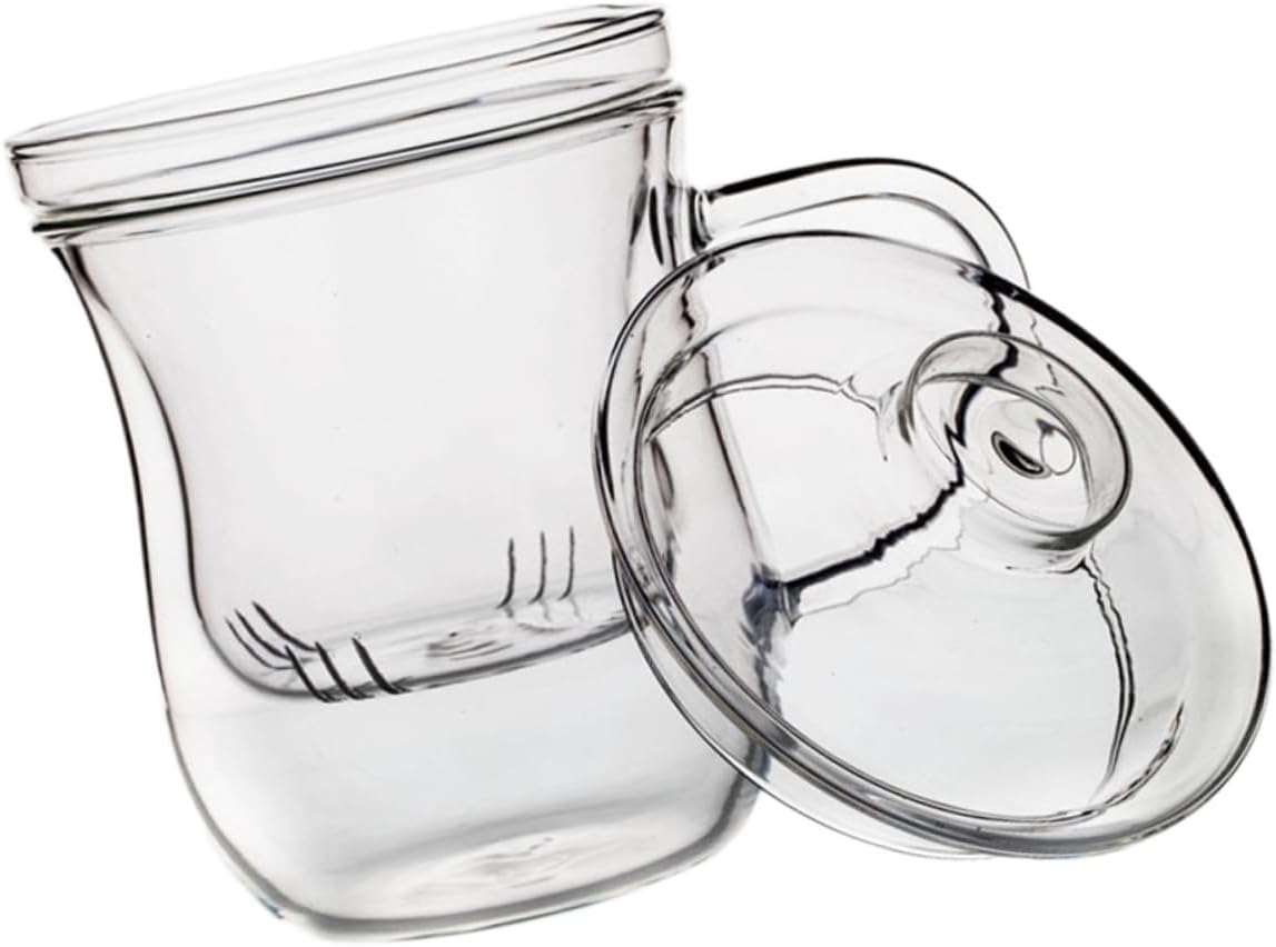 1pc Transparent Glass Tea Infuser Cup with Lid Handle Tea Separation Mug for Home Office Travel Heat Resistant Design