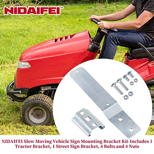 Nidaifei Slow Moving Vehicle Sign Mounting Bracket, Slow Moving Vehicle Sign Bracket Kit, Vehicle Sign Mounting Kit Includes 1 Tractor Bracket, 1 Street Sign Bracket, 4 Bolts And 4 Nuts #TOP1