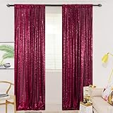 ShinyBeauty Sequin Curtains 2 Panels 2ftx8ft Wine Glitter Backdrop for YouTube Videos Burgundy Sequin Curtains for Backdrop