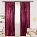 Sequin Curtains 2 Panels 2ftx8ft Wine Glitter Backdrop for YouTube Videos Burgundy Sequin Curtains for Backdrop