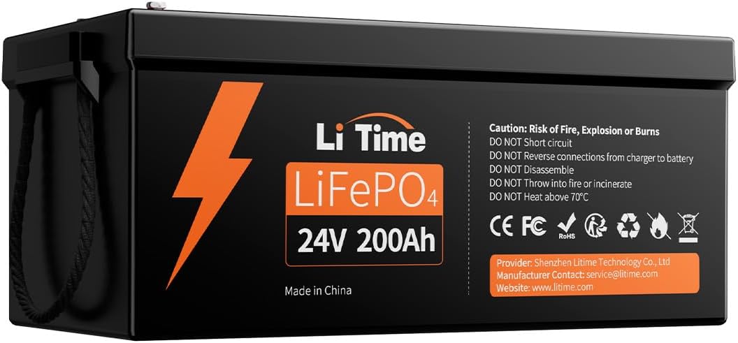 Litime 24V 200Ah Lithium Battery, Constructed-in 200A BMS, 4000+ Deep Cycle, IP65 Waterproof, Max. 5,120W Load Energy for Residence Backup, Off-Grid, Photo voltaic Vitality Storage