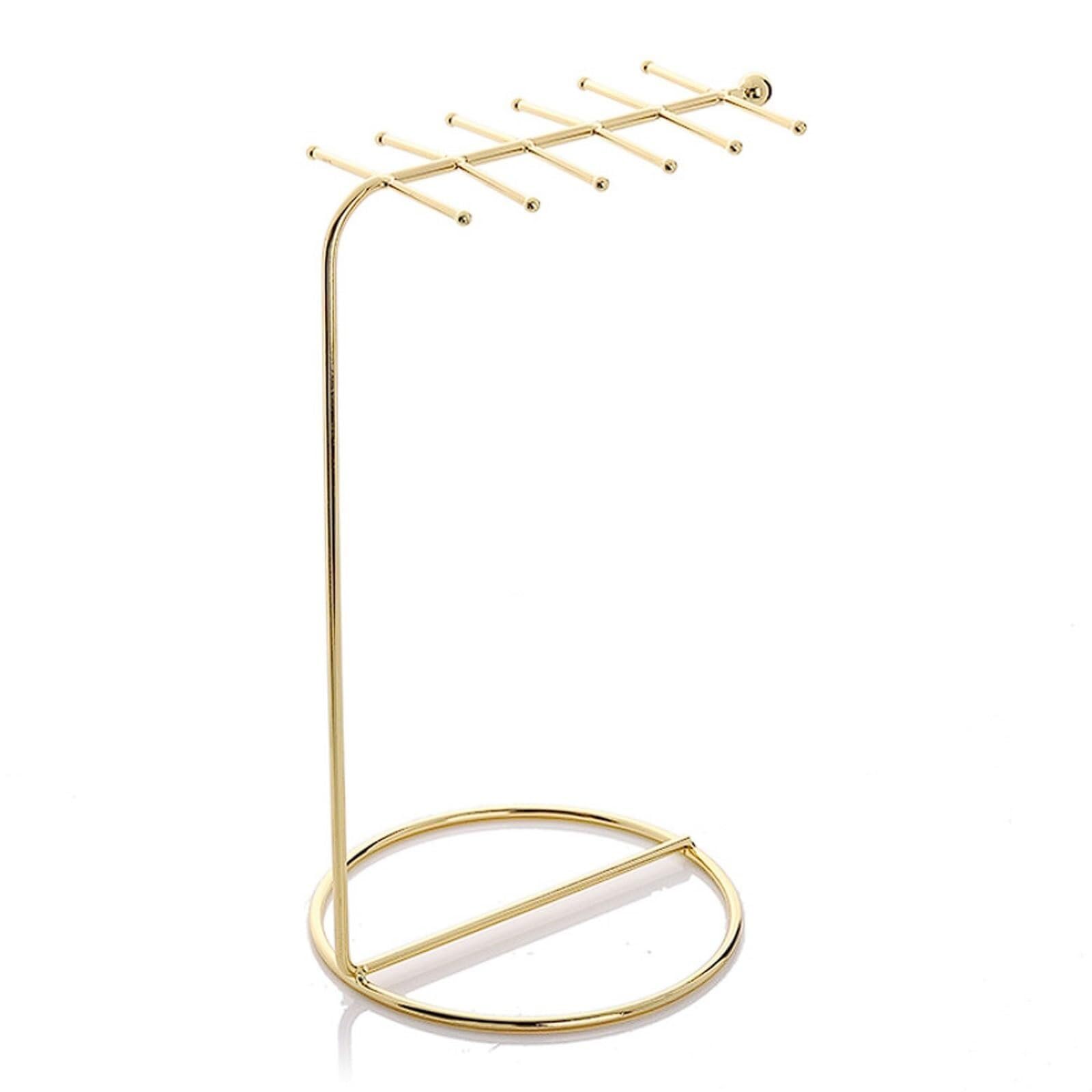 Wxuultgjr Gold Home Jewelry Display Stand Double-Sided Jewelry Easel Stand Iron Bracelet Showcase Holder Earring Organizer Tree Keychain Tower Rack(Gold)