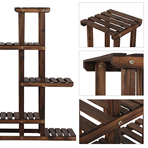 Support plantes extérieur bois Yaheetech étagère à fleurs jardin 5 niveaux
