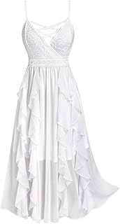Rosegal Plus Size Party Dress for Women Lace Ruffles Cirsscross Cocktail Bridesmaid Wedding Guest Maxi Cami Formal Dress - Buy now