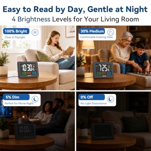 Baldr 7'' Digital Clock with Bluetooth Auto Time Sync for Living Room - image 4