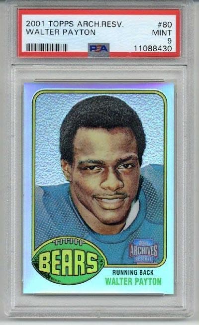 2001 Topps Archives Reserve Refractor #80 Walter Payton Card Chicago Bears Psa 9 - Unsigned Football Cards